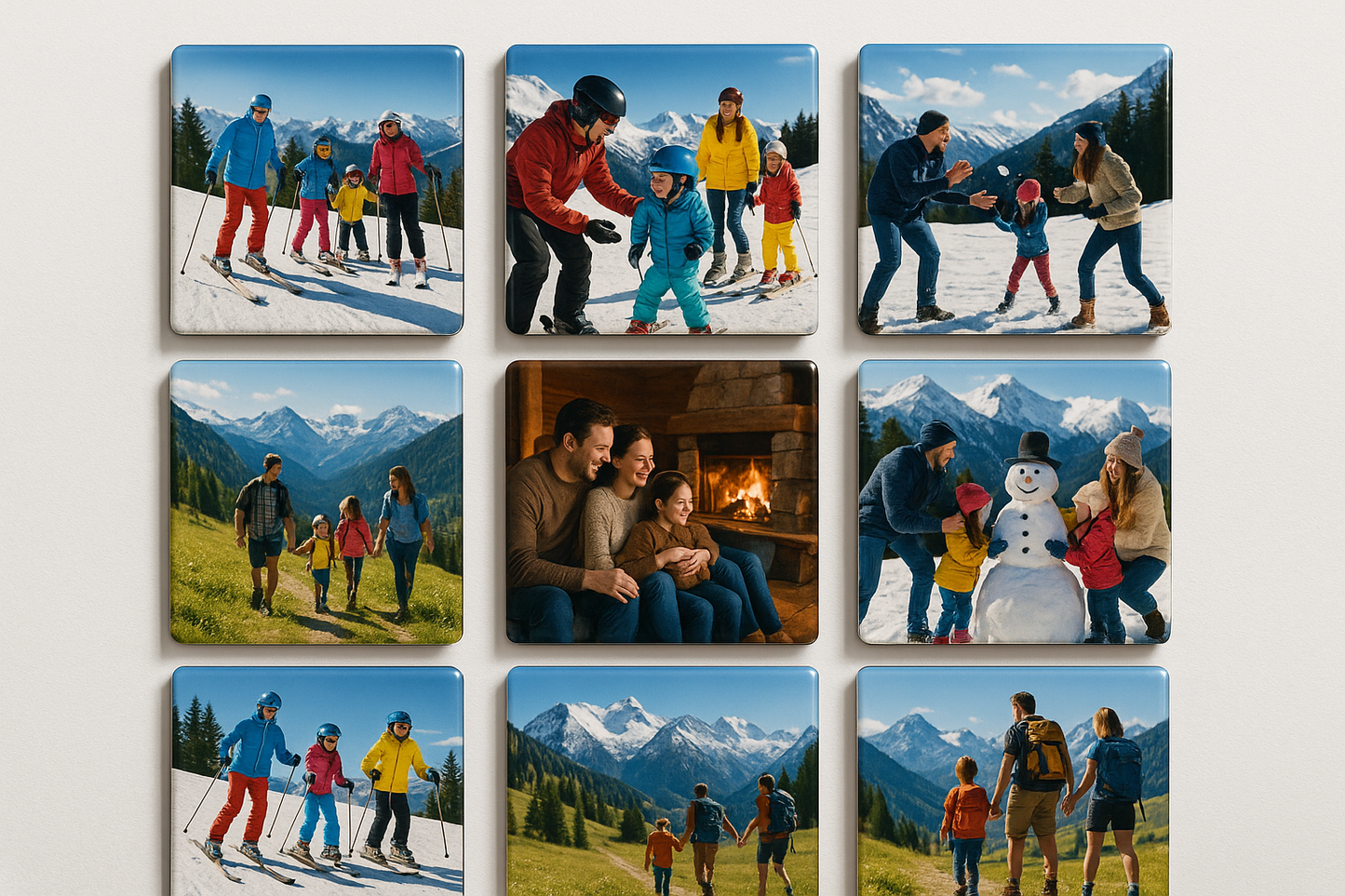 Mountain Family Vacation Fridge Magnets Set 1