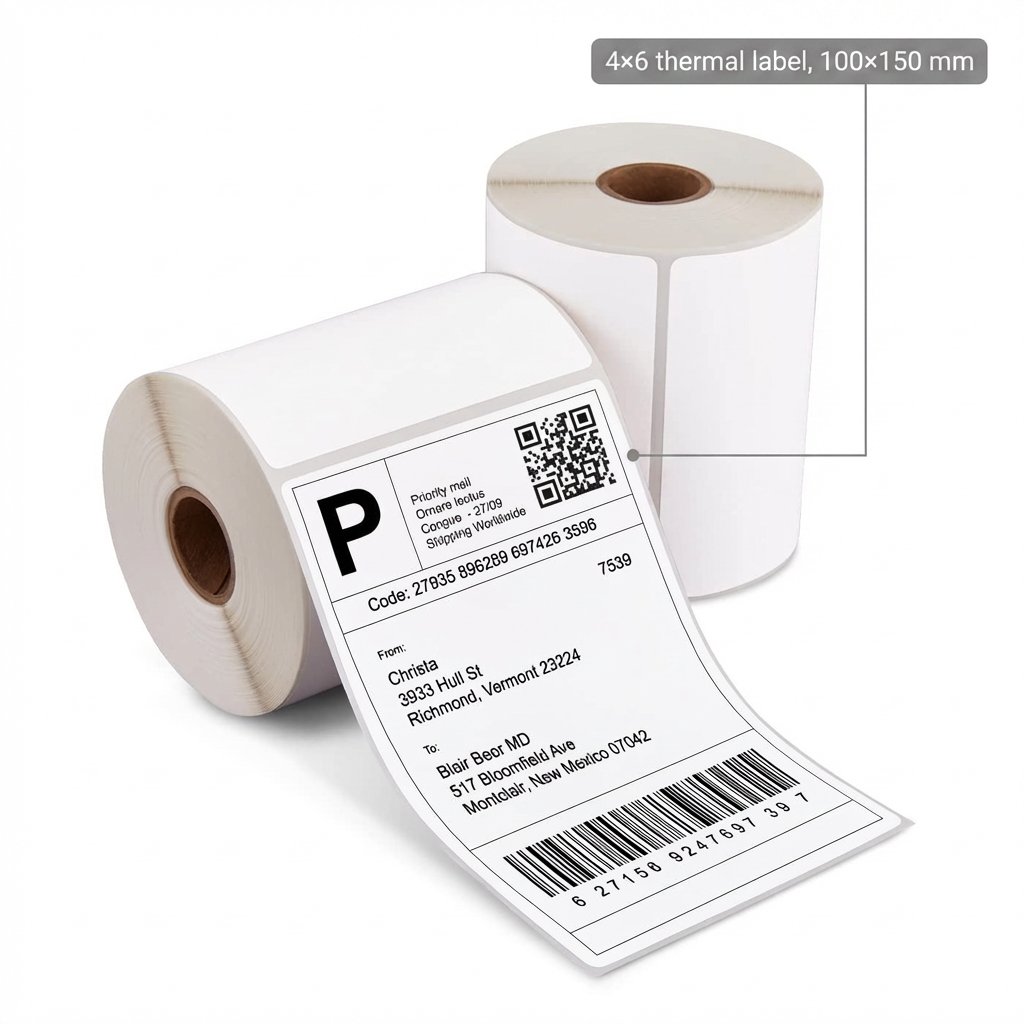 Thermal Labels on a Roll – 500 Labels – 10x15 cm – Self-Adhesive – BPA-free