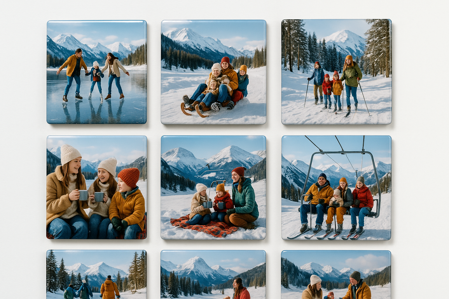 Mountain Family Vacation Fridge Magnets Set 2